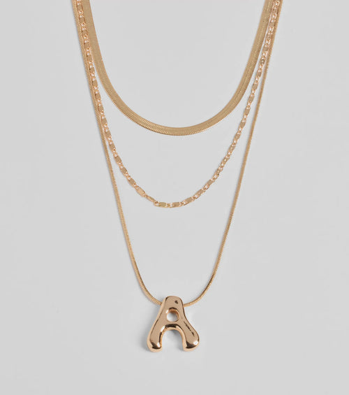 A Initial Layered Bubble Necklace