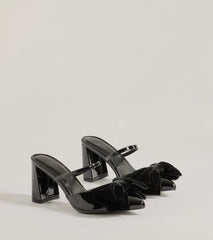 Classy Chic Bow Faux Leather Block Heels